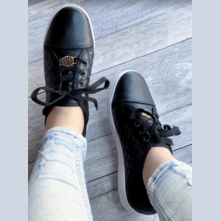 Black Padded Sneakers For Women
